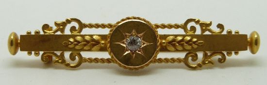 Victorian 15ct gold brooch set with an old cut diamond, in original box Market Square, Salisbury,