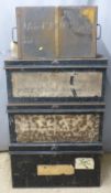 Four metal trunks, largest W67 x D52 x H45cm