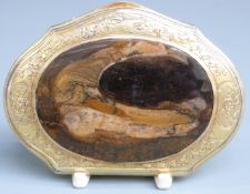 18th century Scottish silver agate topped gilt metal snuff box, width 75mm