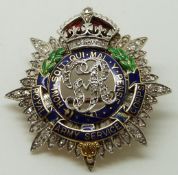 Royal Army Service Corps gold brooch set with enamel and diamonds