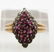 A 9ct gold ring set with rubies and diamonds, 4g, size R