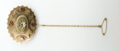 Victorian gold brooch set with an rose cut diamond in a star setting, verso a glass compartment, 9.