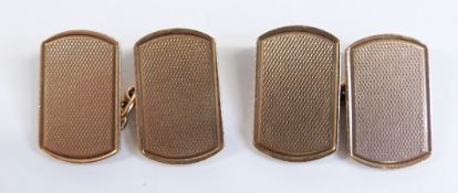 A pair of 9ct gold cufflinks with engine turned decoration, 9.8g