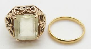 An 18ct gold wedding band/ring, 2g, size L and a 9ct gold ring, 5.7g, size O