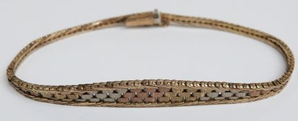 A 9ct gold tri-coloured bracelet, 7.8g