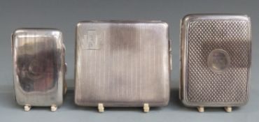 Three hallmarked silver cigarette cases comprising one with diamond decoration, Birmingham 1893