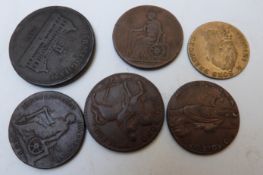 Five various 18thC Conder halfpenny tokens to include Coventry, Leeds and Macclesfield together with