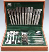 Viners Studio retro bark effect style six place setting canteen of stainless steel cutlery, probably