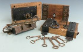 18thC and 19thC door locks and keys and door furniture by repute from Barrow Elm Farm, Hatherop,