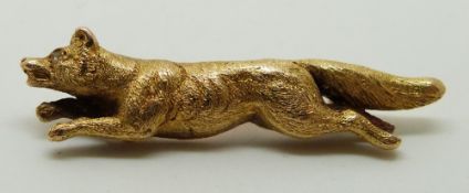 Victorian/Edwardian brooch in the form of a fox set with a diamond eye 3.8 x 0.7cm