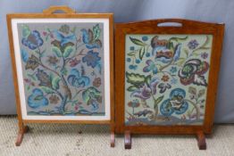 Two tapestry fire screens, W57 x H71cm