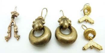 A group of Victorian earrings,including yellow metal