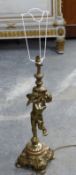Figural gilt metal cherub lamp, height 135cm