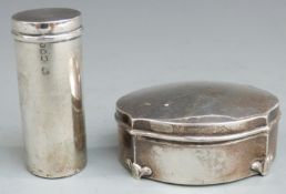 George V hallmarked silver box Chester 1917, width 8cm and a silver Victorian hallmarked silver