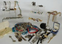 A collection of costume jewellery including silver necklace, earrings, Miracle bracelet &