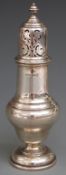 George V hallmarked silver sugar caster of baluster form, Birmingham 1929 maker S Blanckensee &