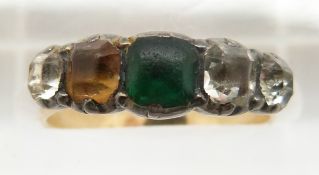 A Victorian 18ct gold ring with foiled paste, London 1865, 2.2g, size L