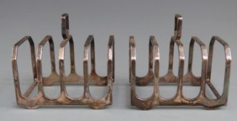 Pair of Elkington hallmarked silver Art Deco style toast racks, Birmingham 1959/60, length 7.5cm