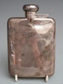 George VI hallmarked silver hip flask with hinged bayonet cap, Birmingham 1937 maker A & J Zimmerman