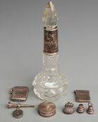 Edward VII hallmarked silver vesta case, Birmingham 1907, George V hallmarked silver stamp case,