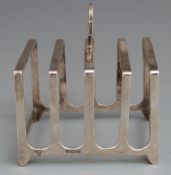 Art Deco hallmaked silver five bar toast rack, Birmingham 1932, length 8cm, weight 85g