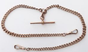 Victorian 9ct rose gold double Albert, 30.8g, 42cm