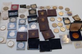 A collection of UK and overseas coinage together with modern crowns, museum copies of hammered coins