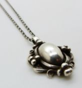 Georg Jensen silver pendant, Denmark 1989, on silver chain