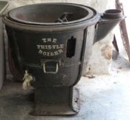 A cast iron The Thistle Boiler architectural antique/garden planter, D79 x H65cm