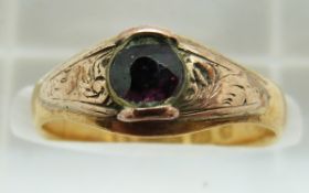 Victorian 22ct gold ring set with an amethyst, Birmingham 1877, 2.7g, size K