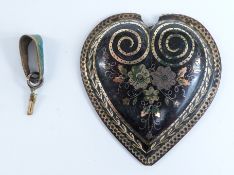 Victorian inlaid tortoiseshell heart pendant
