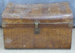 19thC twin handled metal trunk with faux wood effect, W72cm