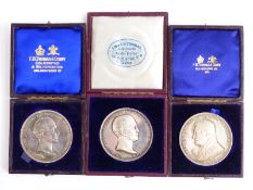 Three cased 19thC silver medal coins, John Charles Earl Spencer and two Charles Duke of Richmond