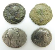 Cornelius Blasio, BC 112 Roman silver denarius together with a Septimus Sevarus AD 193-211 and two