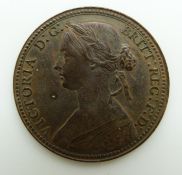 Victorian 1860 young head bronze penny BB NEF with lustre