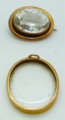 Victorian brooch set with quartz and a 15ct gold locket