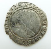 James I (1603-25) hammered silver shilling, rose mint mark obverse, escallop reverse, NVF