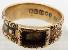 Victorian mourning ring inscribed Susannah Blakey aged 78, London 1824, 5.3g, size T