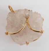 A 9ct gold bespoke pendant set with quartz and a diamond by Hooper Bolton, 6.4g (2.2cm)