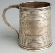 Victorian hallmarked silver tankard of tapering form, London 1863 maker H J Lias & Son, height 8cm