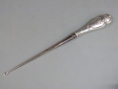 William Cummings silver hallmarked boot button hook, London 1895, the steel hook leading to a silver
