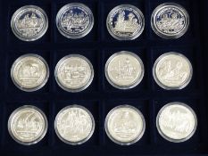 Silver proof Vice Admiral Lord Nelson collection comprising 12 commemorative silver crown sized