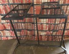 Industrial/haberdashery/shopfitting steel and weldmesh hanging rail with two detachable shelves,