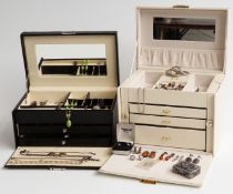 A collection of silver jewellery including silver necklaces, marcasite bracelet depicting two lion