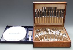 Six place setting canteen of silver plated cutlery and Royal Worcester cheese set