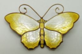David Andersen Norway brooch in the form of a butterfly set with yellow enamel, 6 x 3.5cm