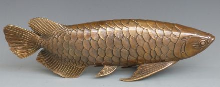 Bronze model of a Saratoga fish, possibly Chinese or Japanese, length 44cm