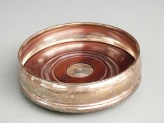 Modern feature hallmarked silver wine coaster Sheffield 2002 maker Carrs, diameter 13cm
