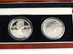 London Mint Office The Diamond Jubilees of Two Queens, 1897 and 2012 silver two crown set, in deluxe