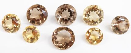 Four round cut citrine and four round cut smoky quartz, 20g